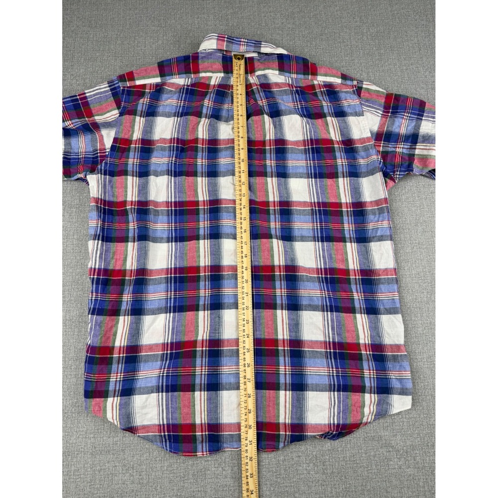Ralph Lauren Blaire Mens Large Short Sleeve Plaid Button Down Shirt Cotton Multi - Picture 4 of 6